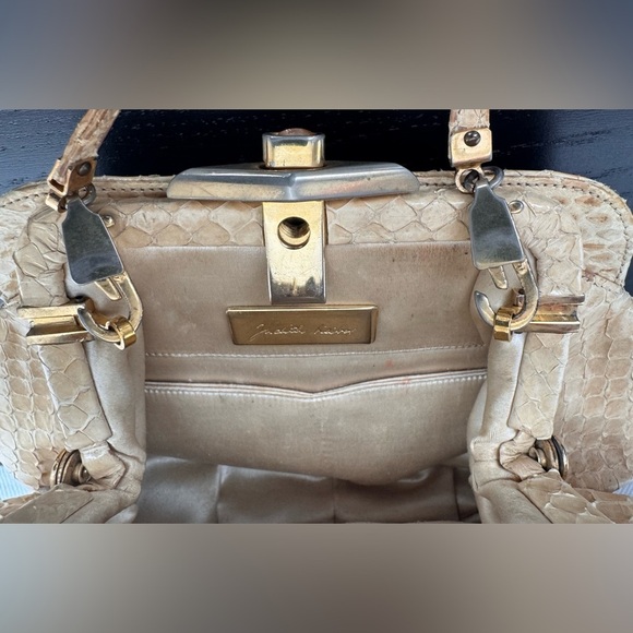 Vintage Judith Leiber Ivory Snakeskin Clutch - Picture 10 of 16